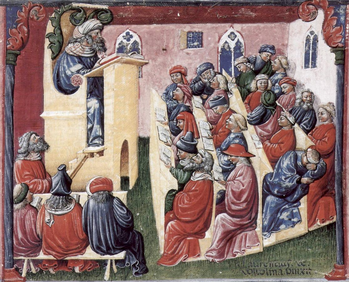 Henry of Germany delivering a lecture to university students in Bologna — Laurentius de Voltolina